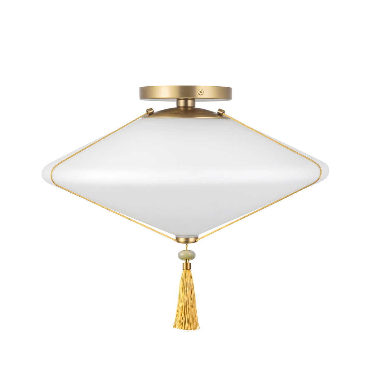 Beverly Semi-Flush 15", Brushed Brass and Opal Glass