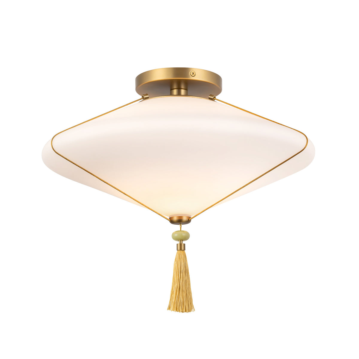 Beverly Semi-Flush 15", Brushed Brass and Opal Glass
