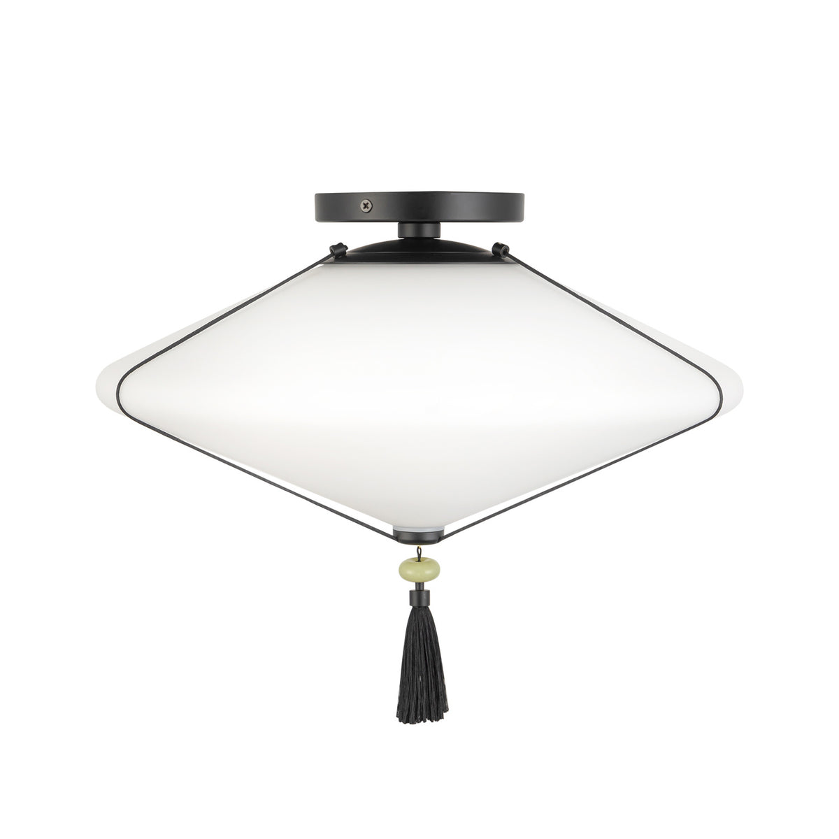 Beverly Semi-Flush 15", Matte Black and Opal Glass