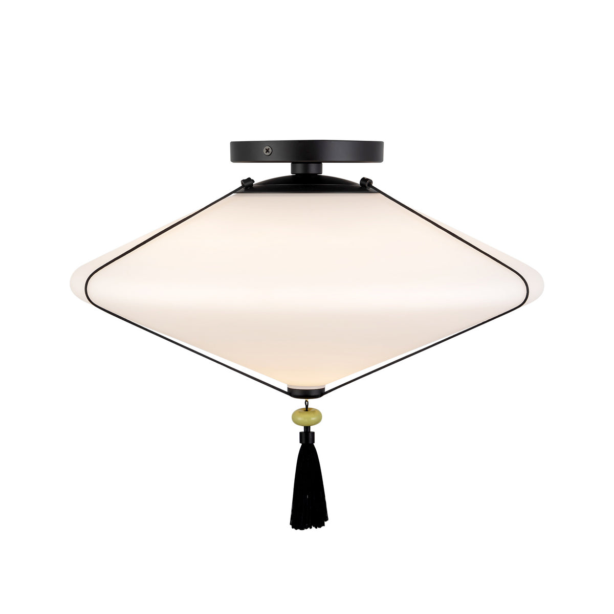 Beverly Semi-Flush 15", Matte Black and Opal Glass
