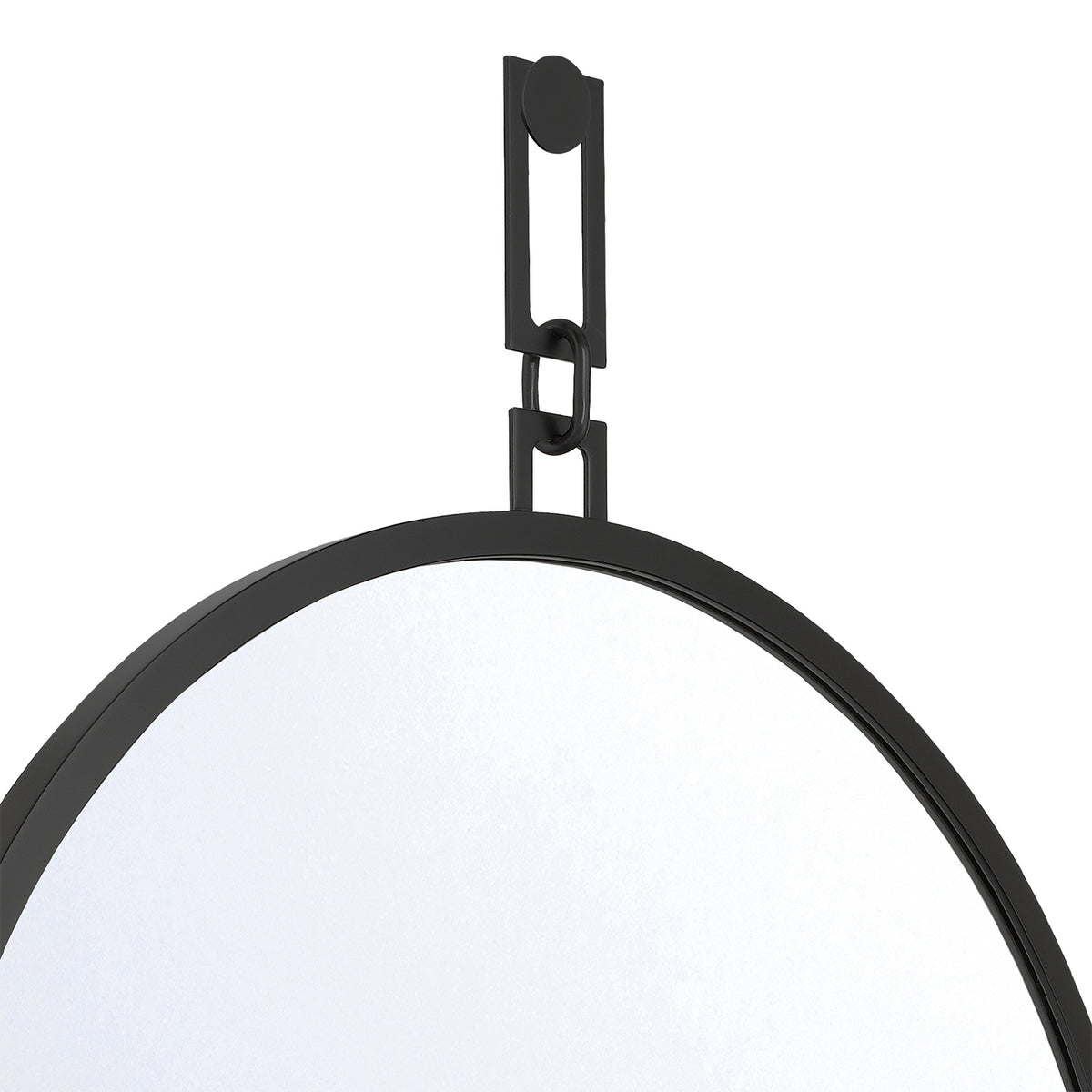 Troy Round Decorative Mirror 40" x 50", Matte Black