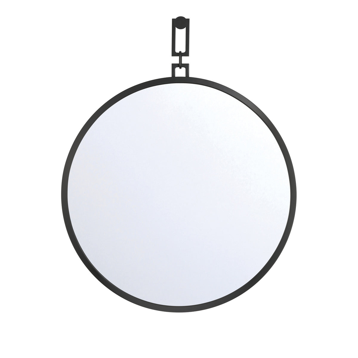 Troy Round Decorative Mirror 40" x 50", Matte Black