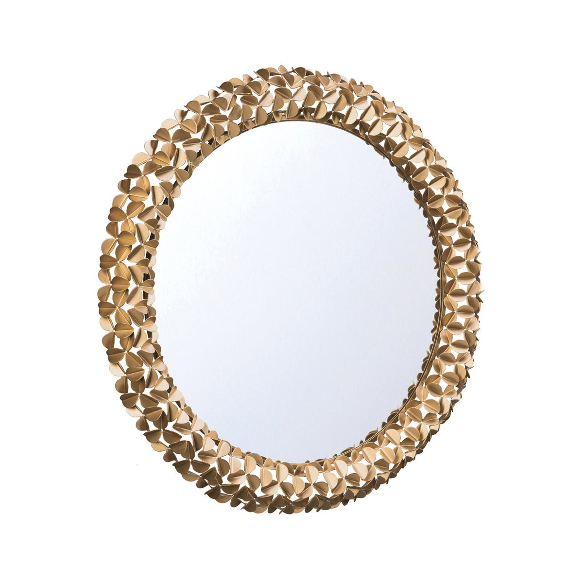 Flossie Round Decorative Mirror 30" x 30", Soft Brass
