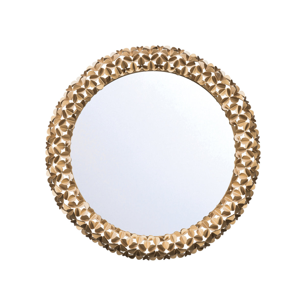 Flossie Round Decorative Mirror 30" x 30", Soft Brass