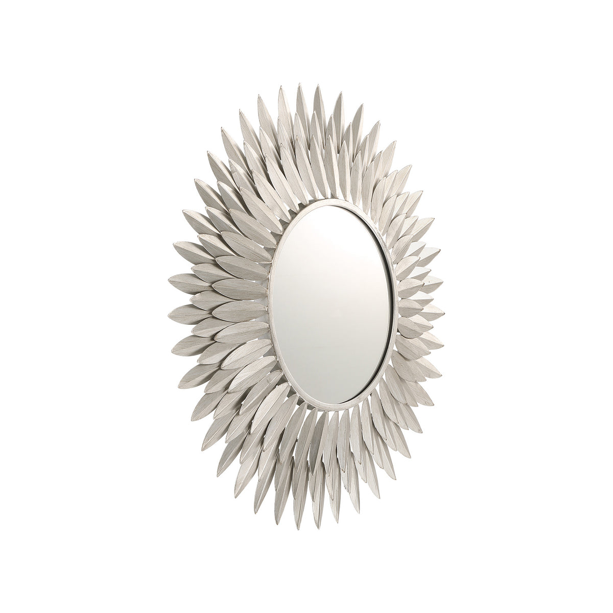 Alicia Round Decorative Mirror 24" x 24", Antique Silver