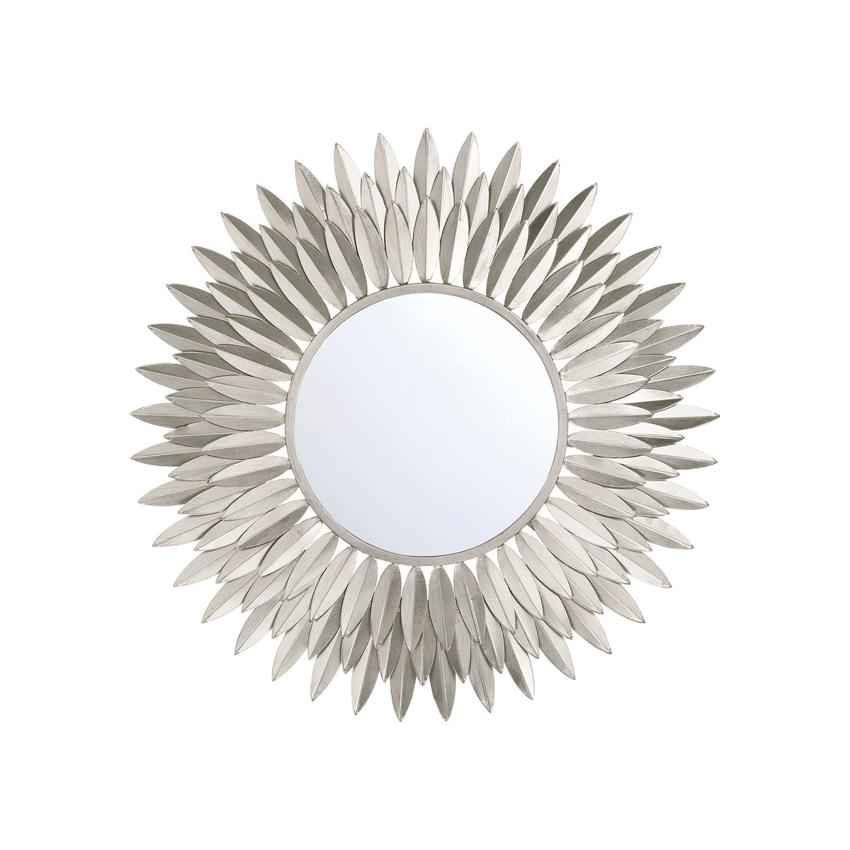 Alicia Round Decorative Mirror 24" x 24", Antique Silver