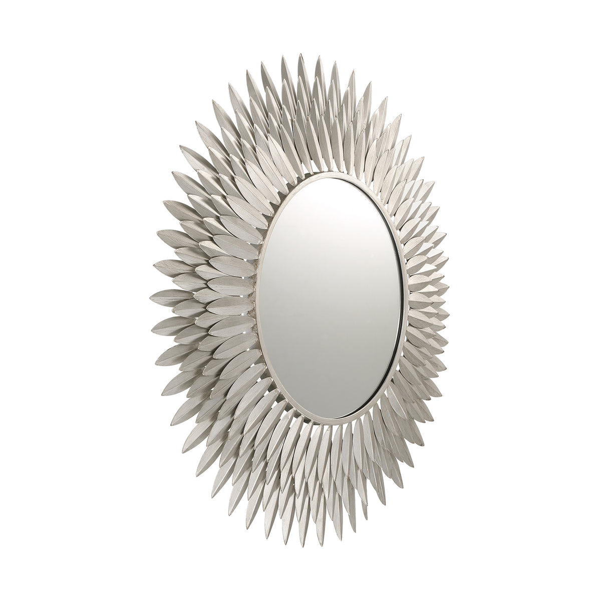 Alicia Round Decorative Mirror 30" x 30", Antique Silver