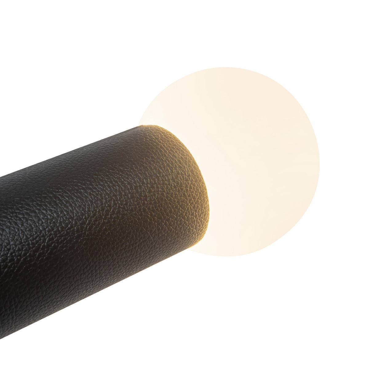 Roswell 2 Light LED Linear Pendant 52", Black Vegan Leather and Brushed Brass