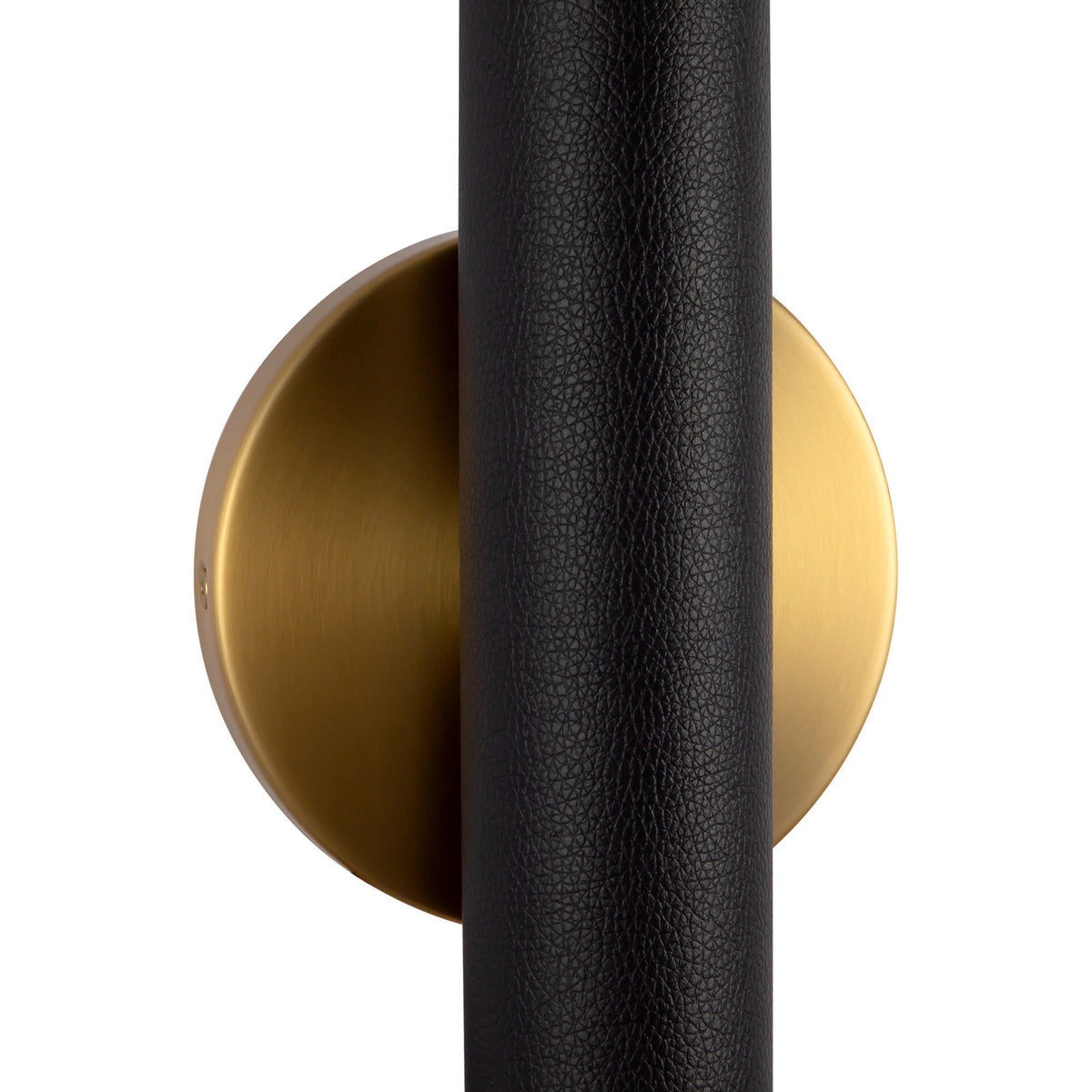 Roswell 2 Light LED Wall Sconce 24", Black Vegan Leather and Brushed Brass