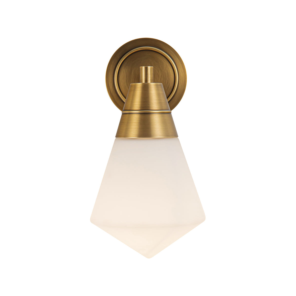 Essex Wall Sconce 12", Vintage Brass and Matte Opal Glass