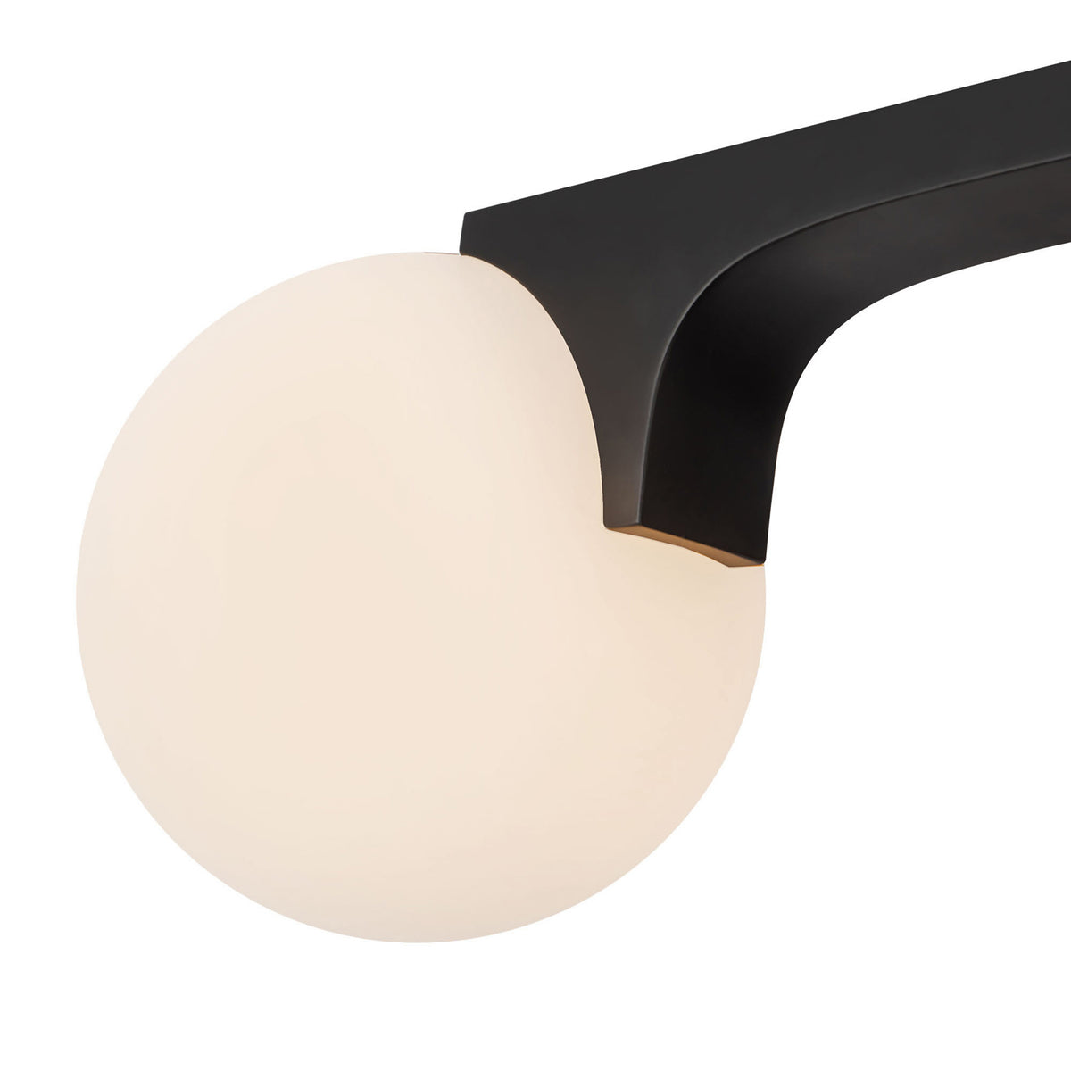 Duncan 2 Globe Linear Pendant 47", Matte Black and Opal Glass
