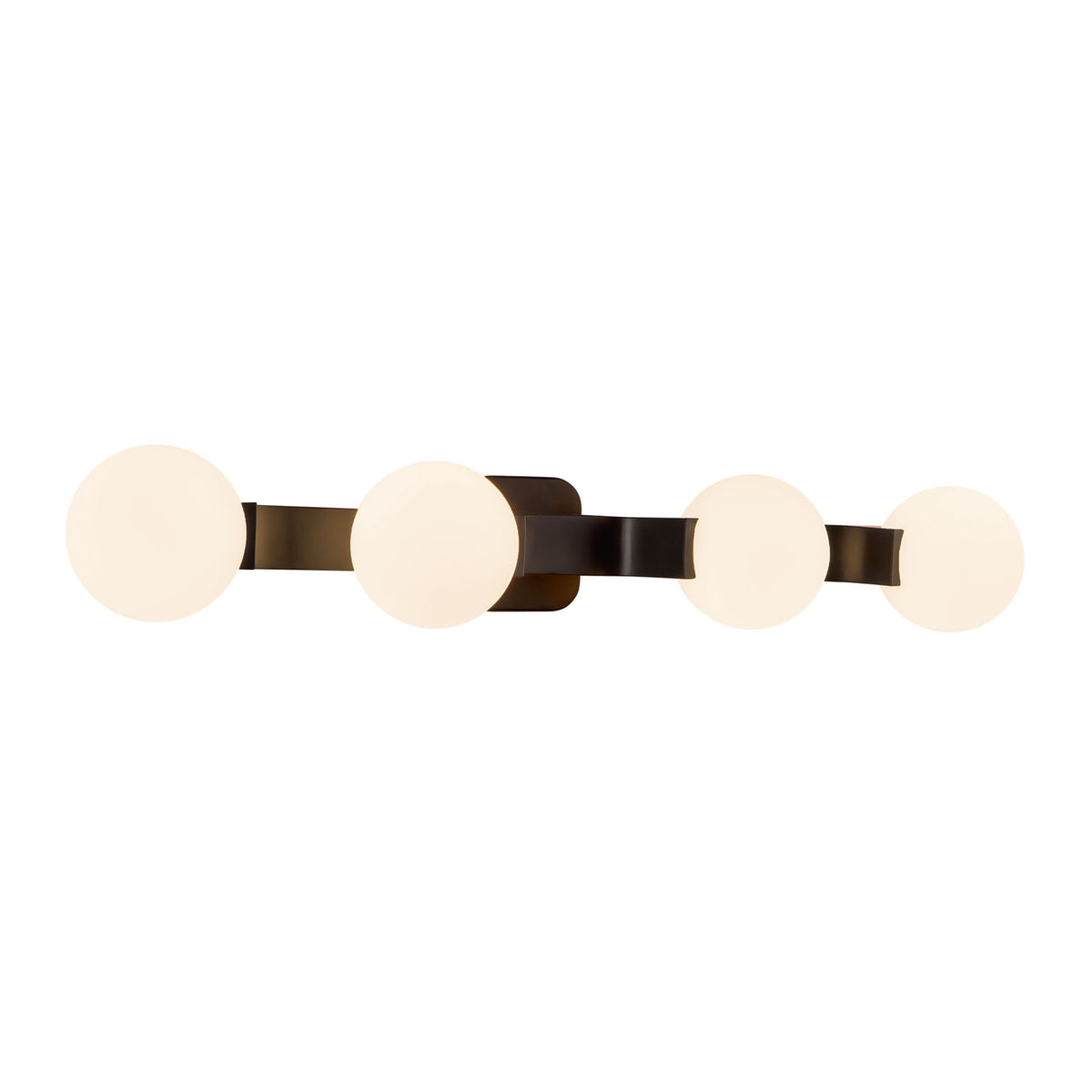 Duncan 4 Globe Vanity 34", Matte Black and Opal Glass