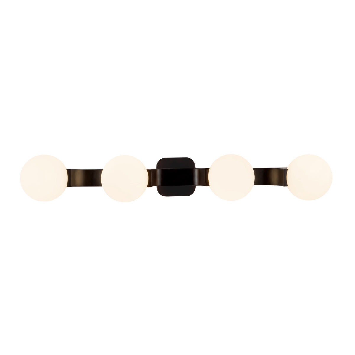Duncan 4 Globe Vanity 34", Matte Black and Opal Glass
