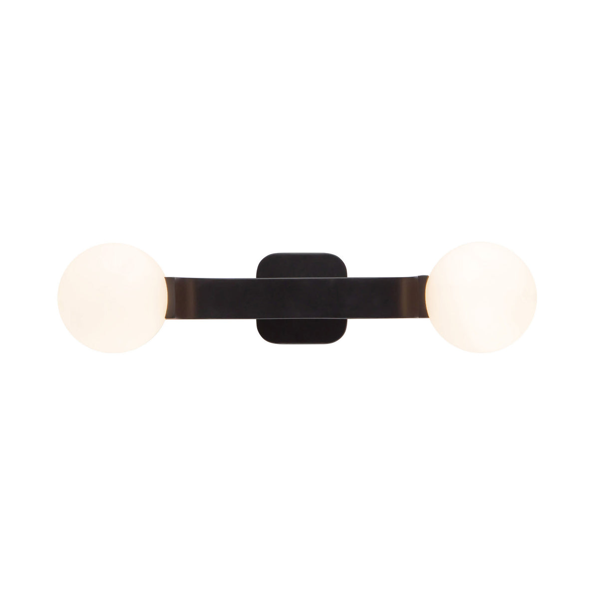 Duncan 2 Globe Wall Sconce 22", Matte Black and Opal Glass