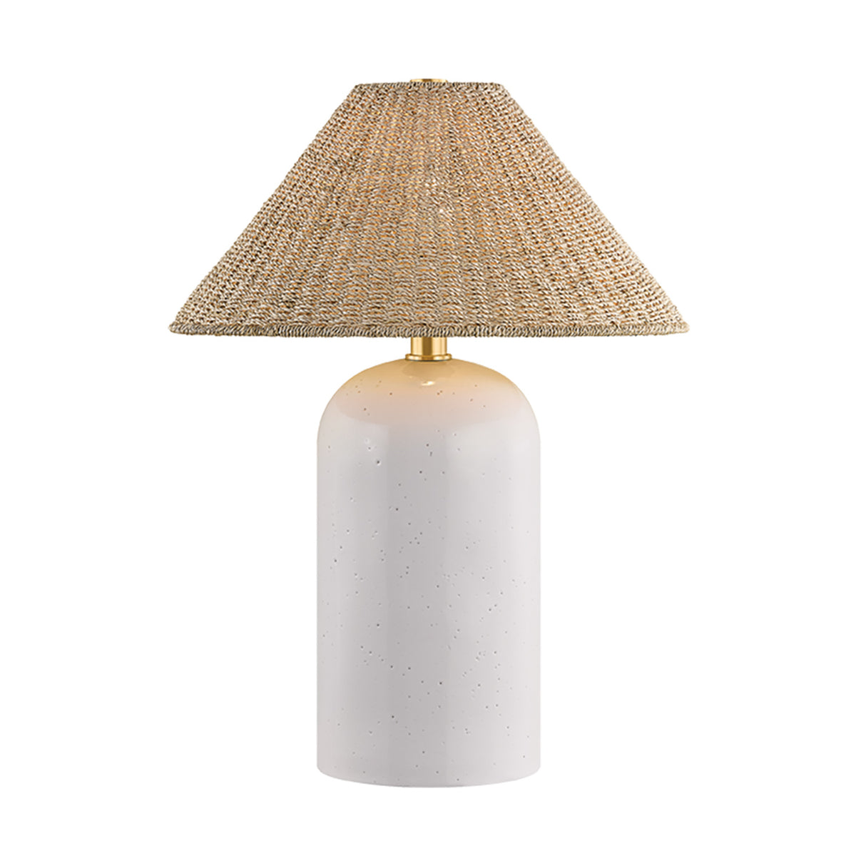 Meadowbrook Table Lamp 28", White Moon Glaze and Raffia Shade