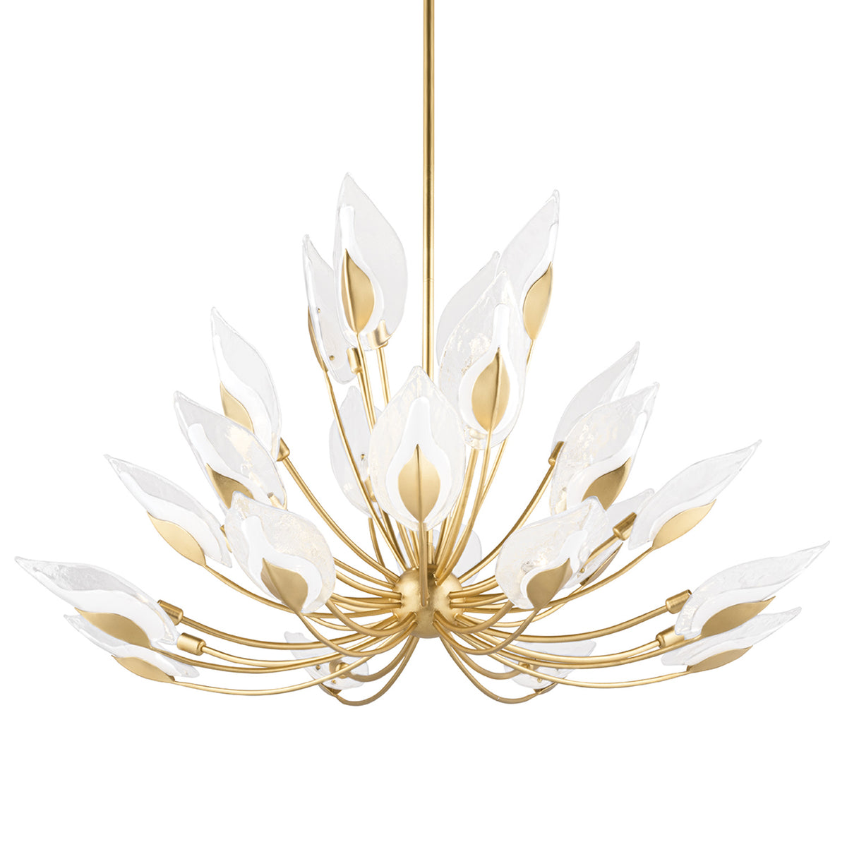 Nyssa Large Chandelier 55", Gold Leaf and Blonchino Glass