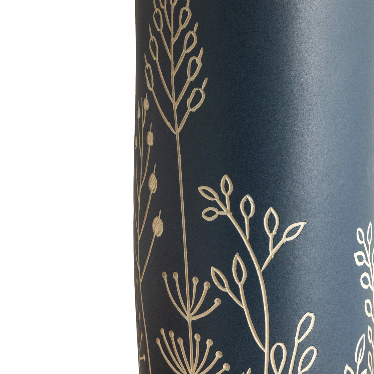 Fauna Table Lamp 22", Navy and Ivory Floral with Pleated Linen