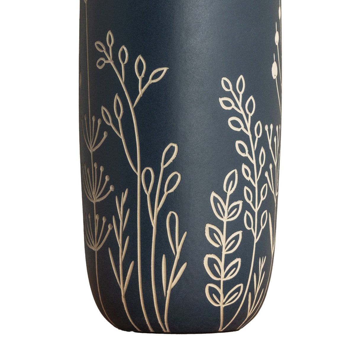 Fauna Table Lamp 22", Navy and Ivory Floral with Pleated Linen