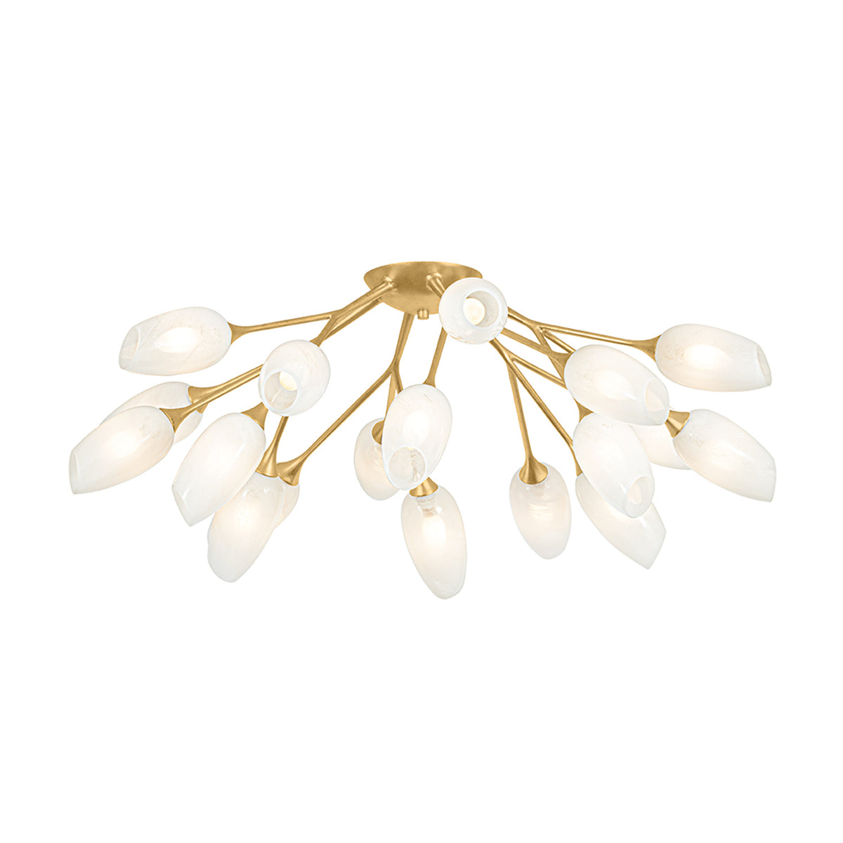 Amara 18 Light Semi-Flush 40", Gold Leaf with Art Glass