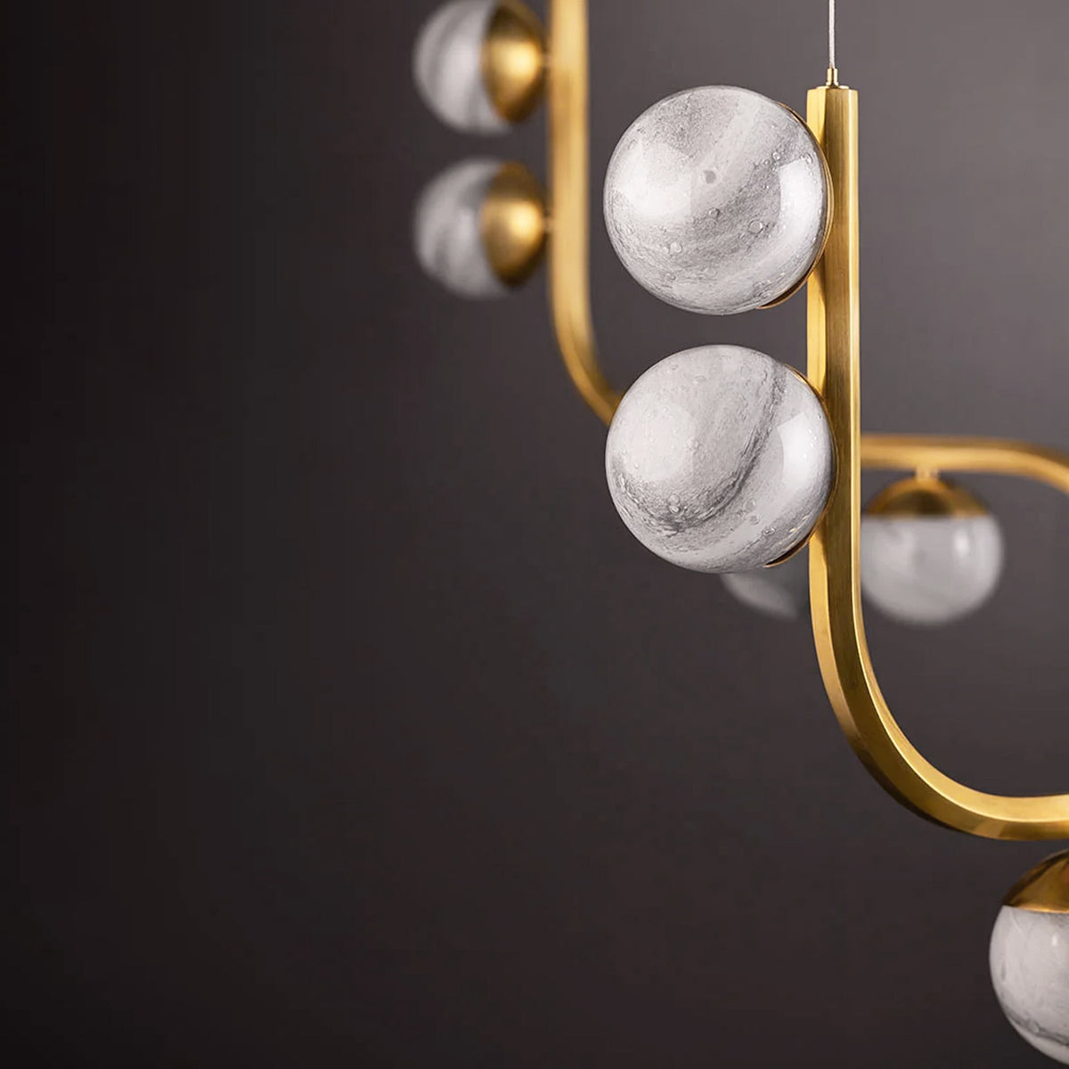 Coda 18 Light LED Chandelier 68", Vintage Brass and Art Glass