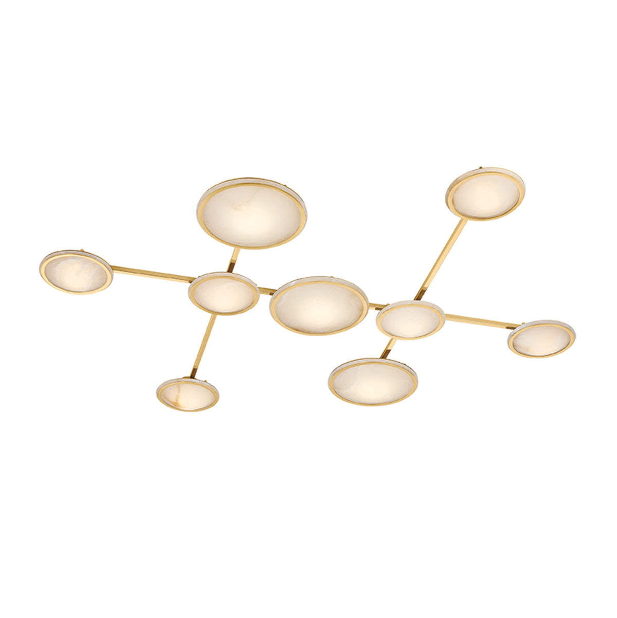 Kendall Oversized LED Flush Mount 55", Vintage Brass and Alabaster
