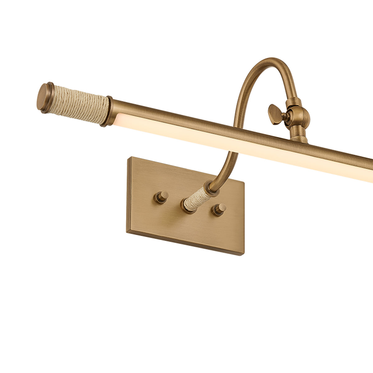 Lakeview LED Picture Light 19", Patina Brass and Raffia