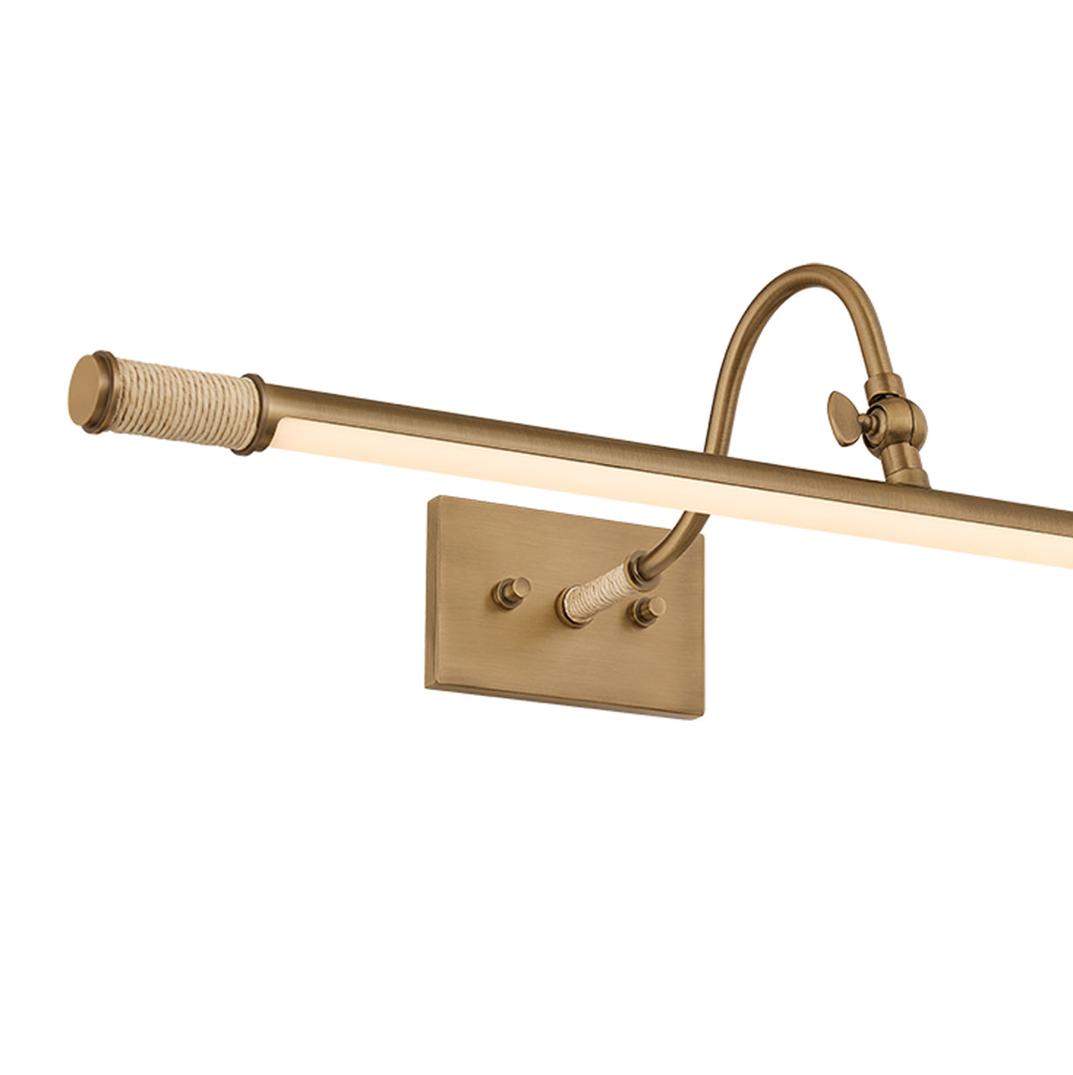 Lakeview LED Picture Light 25", Patina Brass and Raffia