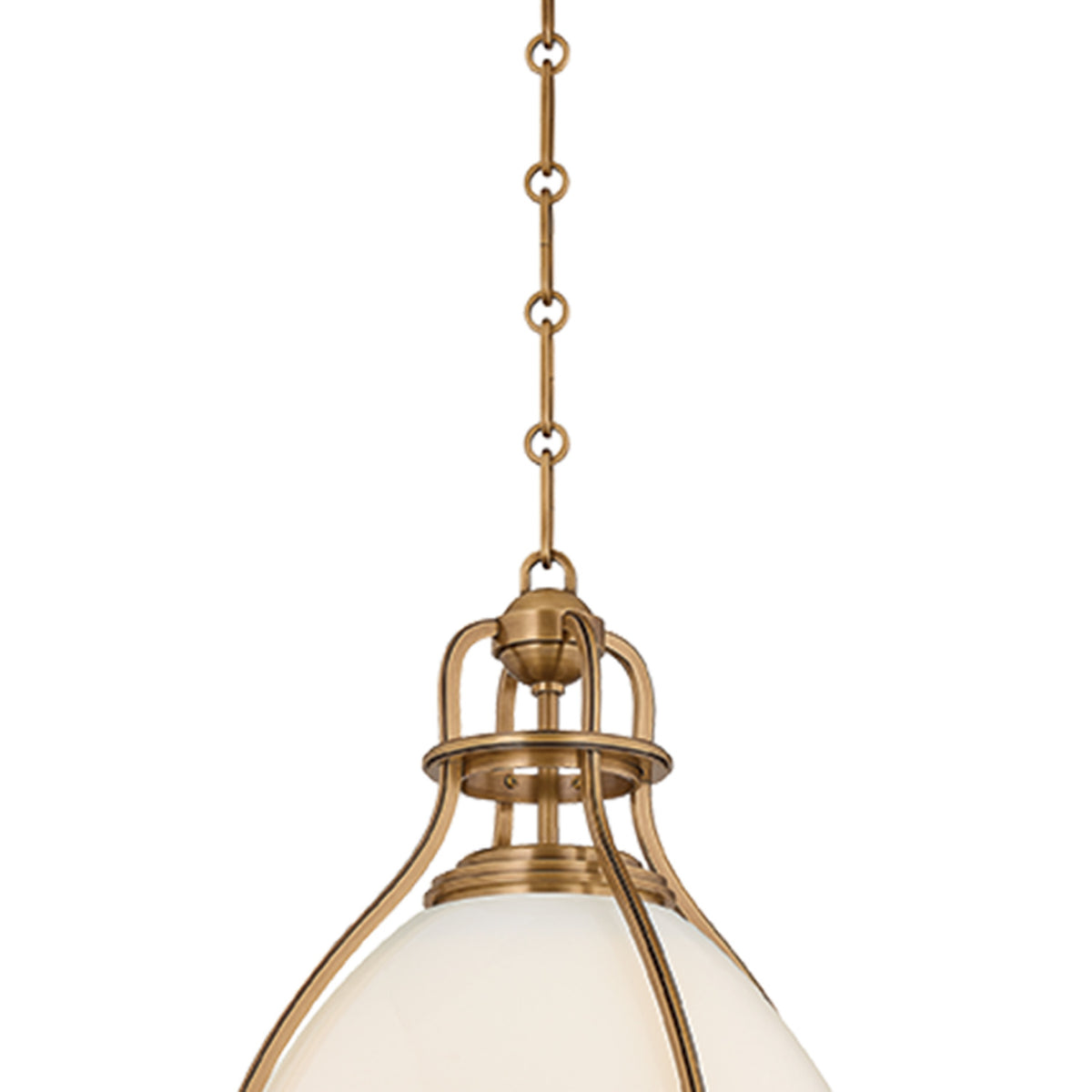 Bridgeport Medium LED Pendant Light 15", Patina Brass and Milk Glass