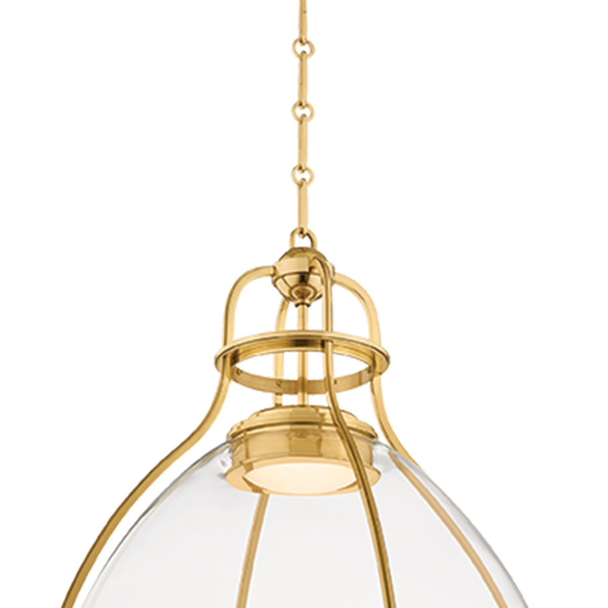 Bridgeport Large LED Pendant Light 20", Aged Brass and Clear Glass