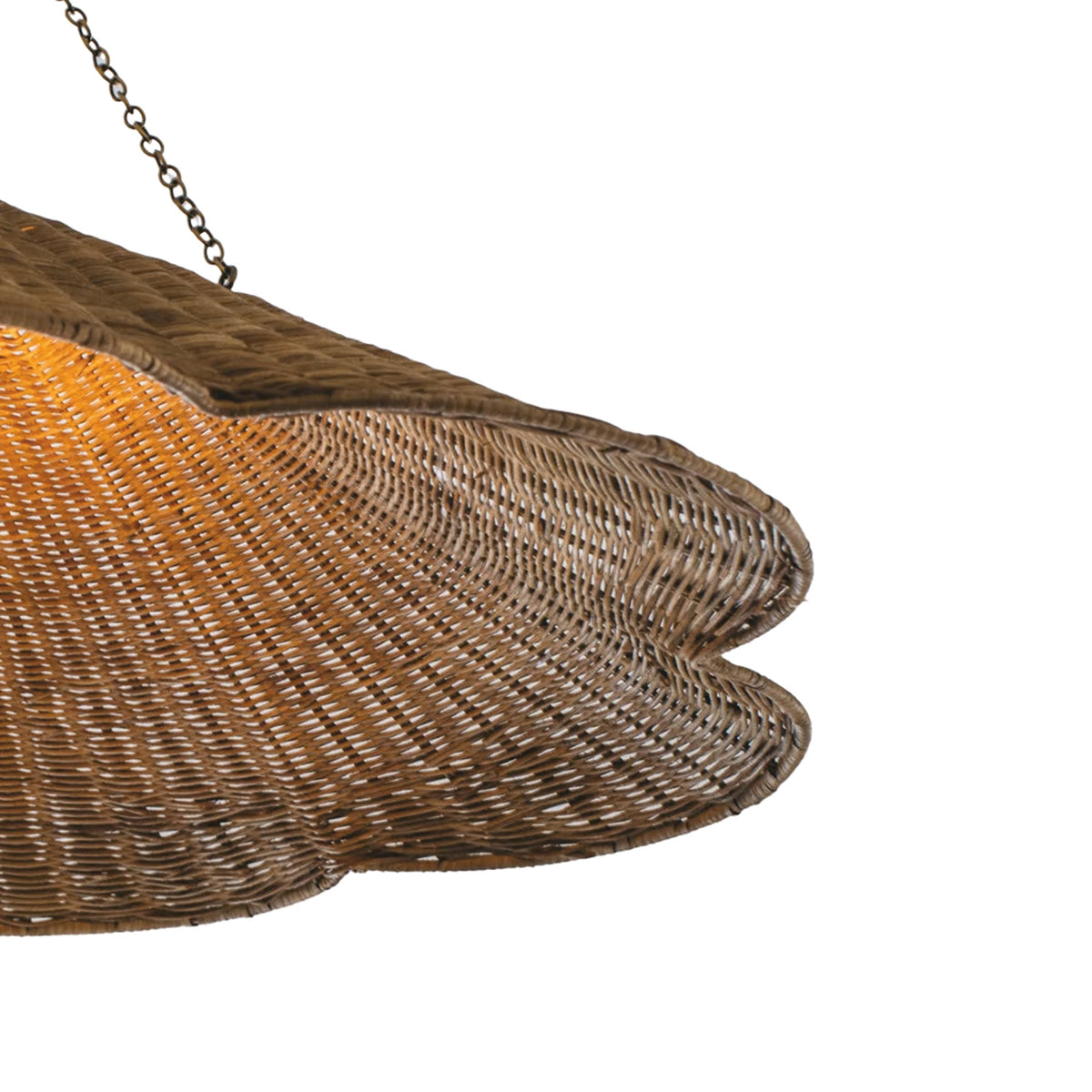 Charleston Large Pendant 20", Natural Wicker and Patina Brass