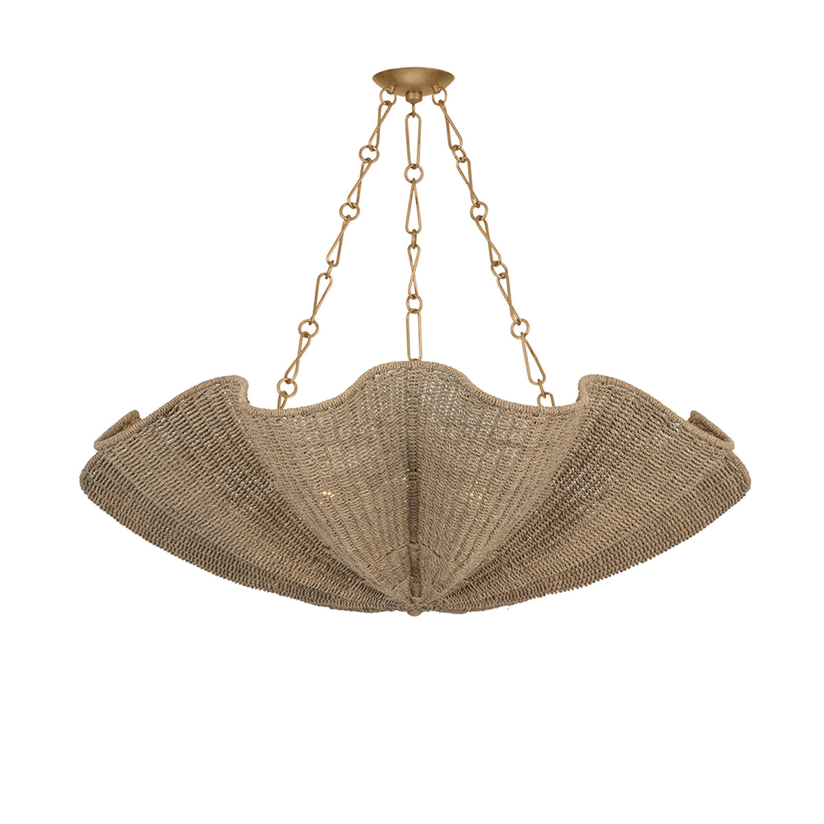 Rosabel Extra Large Chandelier 48", Natural Woven and Patina Gold Leaf