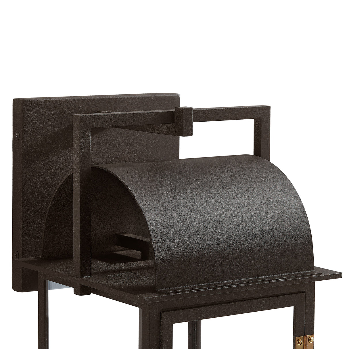 Monroe Outdoor Wall Light, Small 15" Forged Iron with Vintage Brass Accents