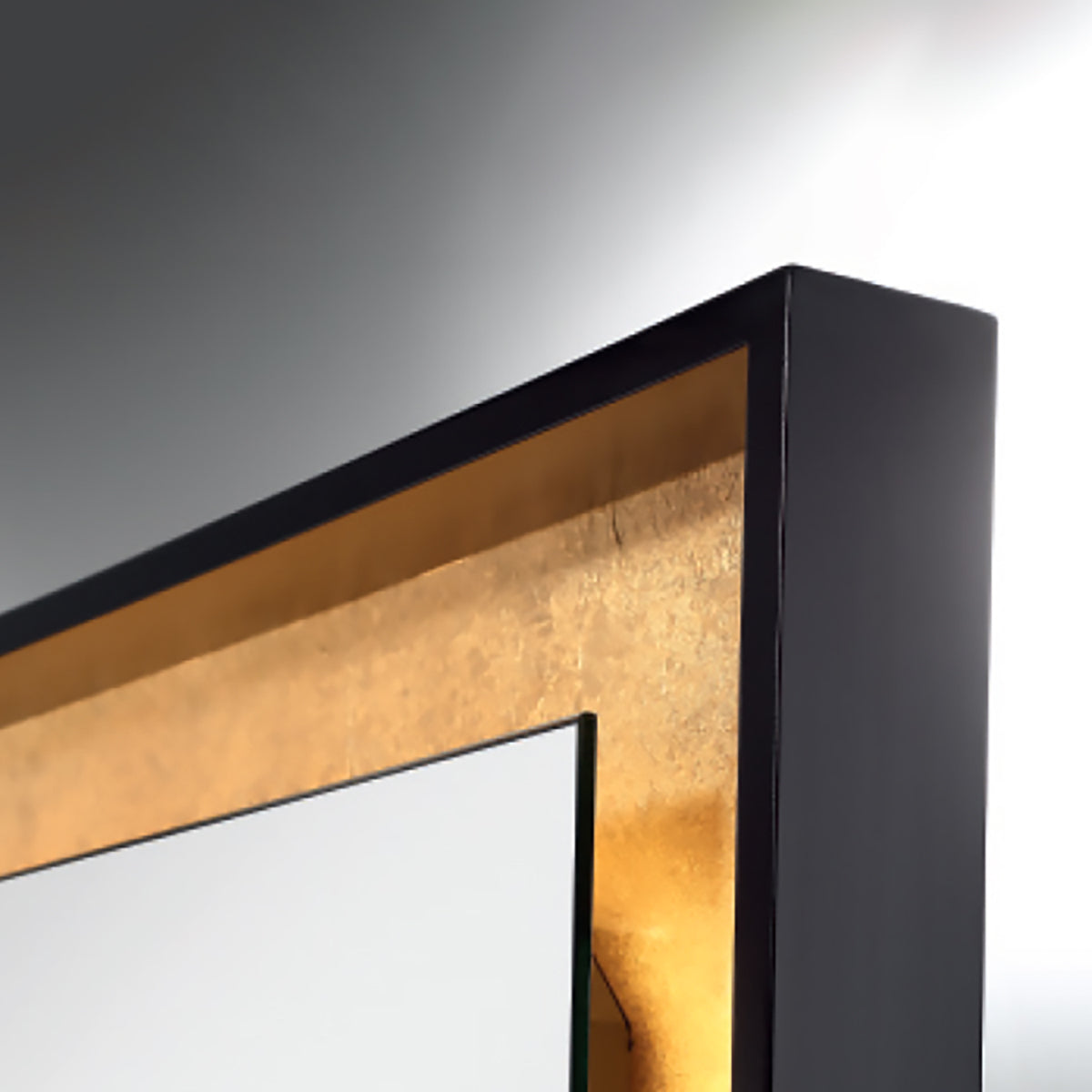 Oakdene LED Square Mirror 32" x 32", Brushed Black and Brass Foil