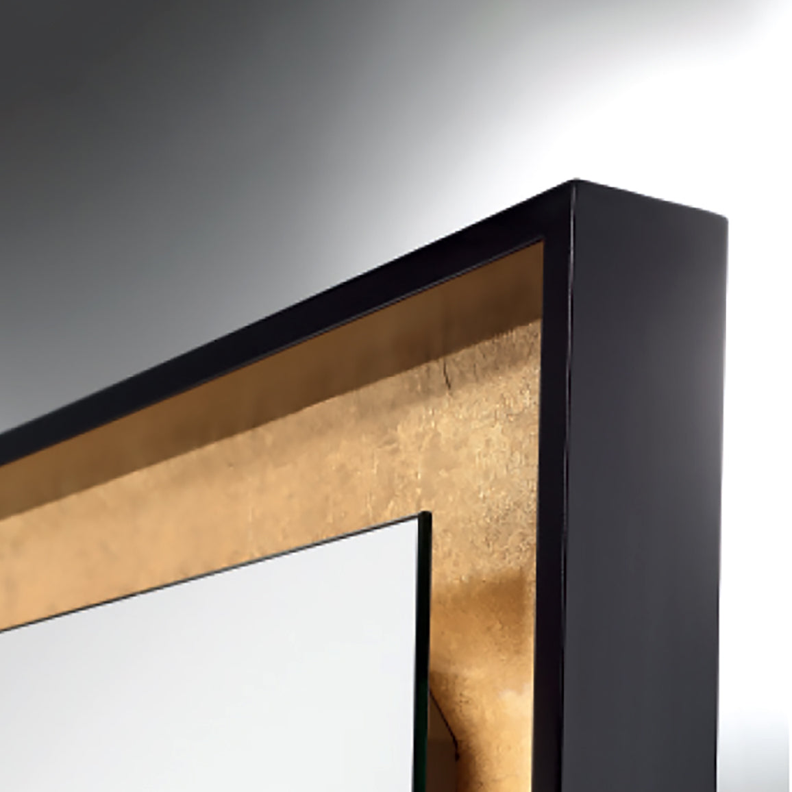 Oakdene LED Square Mirror 32" x 32", Brushed Black and Brass Foil