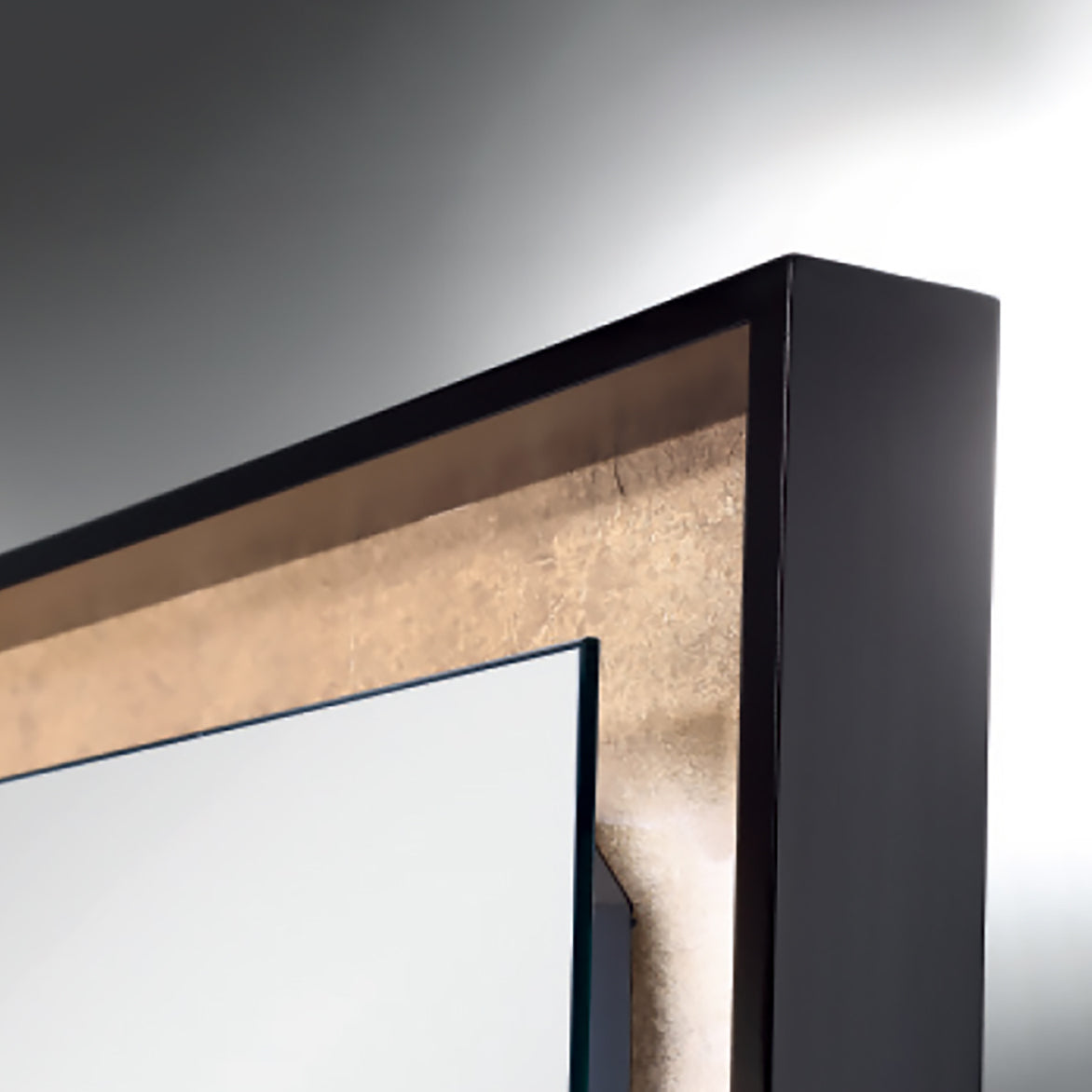 Oakdene LED Square Mirror 32" x 32", Brushed Black and Brass Foil