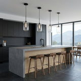 Windsor Heights Cylinder Glass Pendant 7" for Modern home with Black Siding