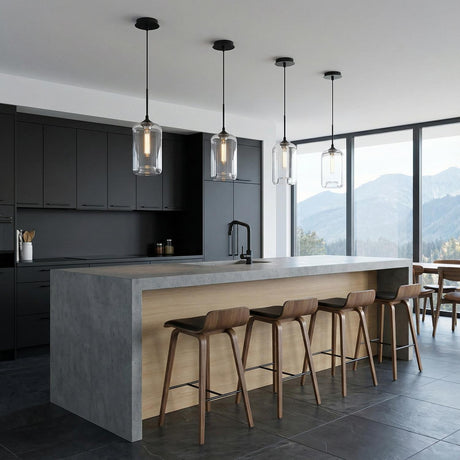 Windsor Heights Cylinder Glass Pendant 7" for Modern home with Black Siding