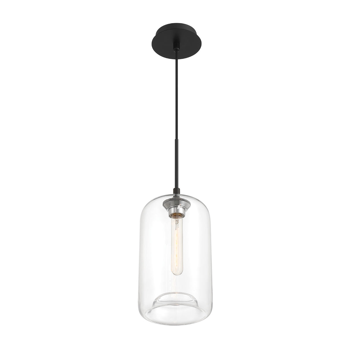 Windsor Turn of the Century Industrial Fixture Pendant Light, Handblown 12" Tall Glass Shade with Vintage Style Back Cord, from below