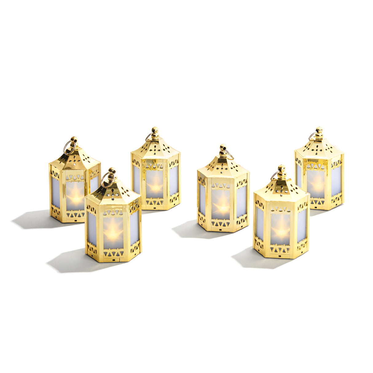 Anthea Gold Mini Holographic Stars Lanterns, Set of 6