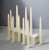 Classic Ivory 10" Wax Flameless Taper Candles, Set of 10