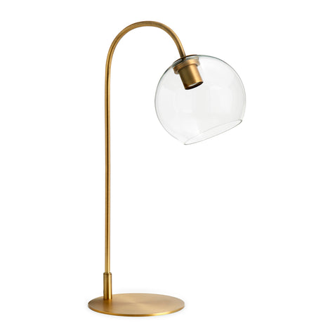 Celeste Table Lamp with Clear Globe, Aged Brass