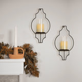 Hurricane Glass Flameless Candle Wall Sconce with Remote, Set of 2