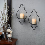 Hurricane Glass Flameless Candle Wall Sconce with Remote, Set of 2