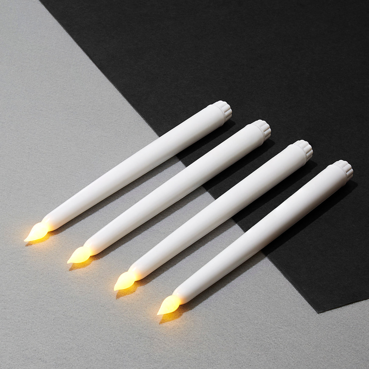 Classic White 10" Wax Flameless Taper Candles, Set of 4