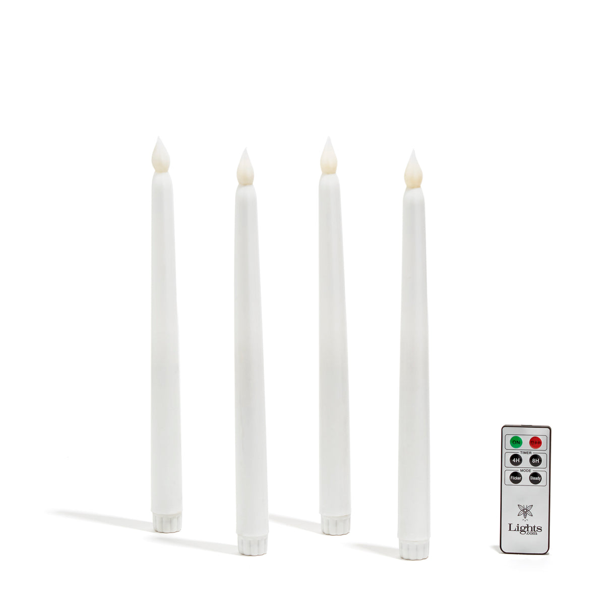 Classic White 10" Wax Flameless Taper Candles, Set of 4