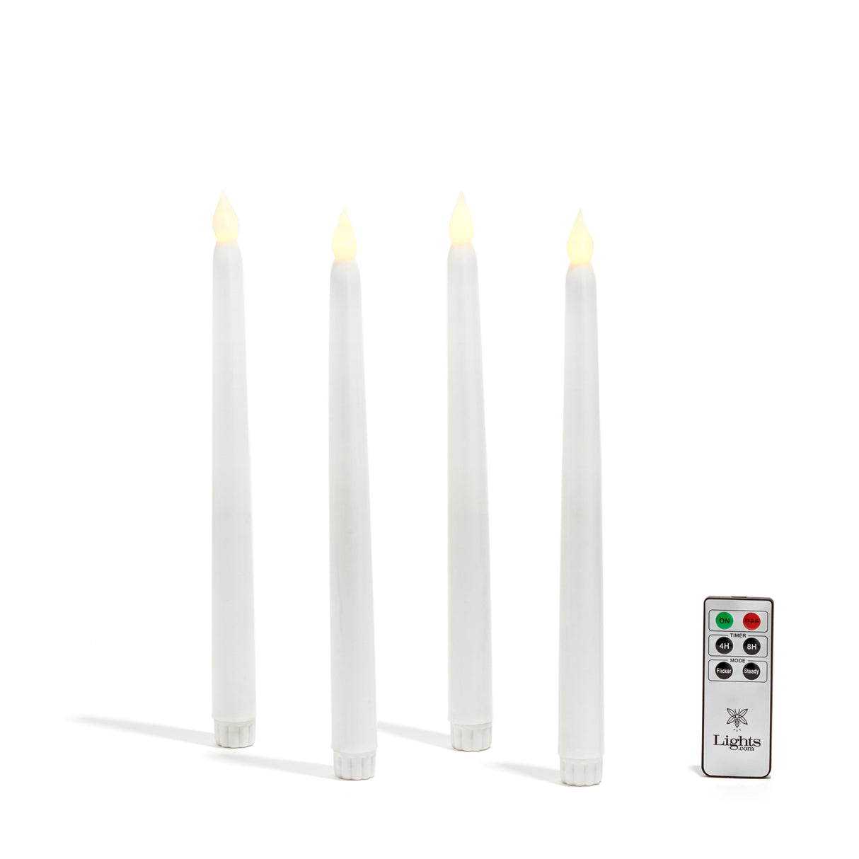 Classic White 10" Wax Flameless Taper Candles, Set of 4