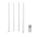 Classic White 15" Wax Flameless Taper Candles, Set of 4