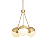 Powell LED 3 Light Chandelier with White Globes, Aged Brass