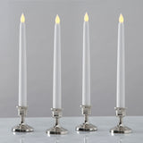 Classic White 10" Wax Flameless Taper Candles, Set of 4