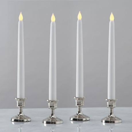Classic White 10" Wax Flameless Taper Candles, Set of 4